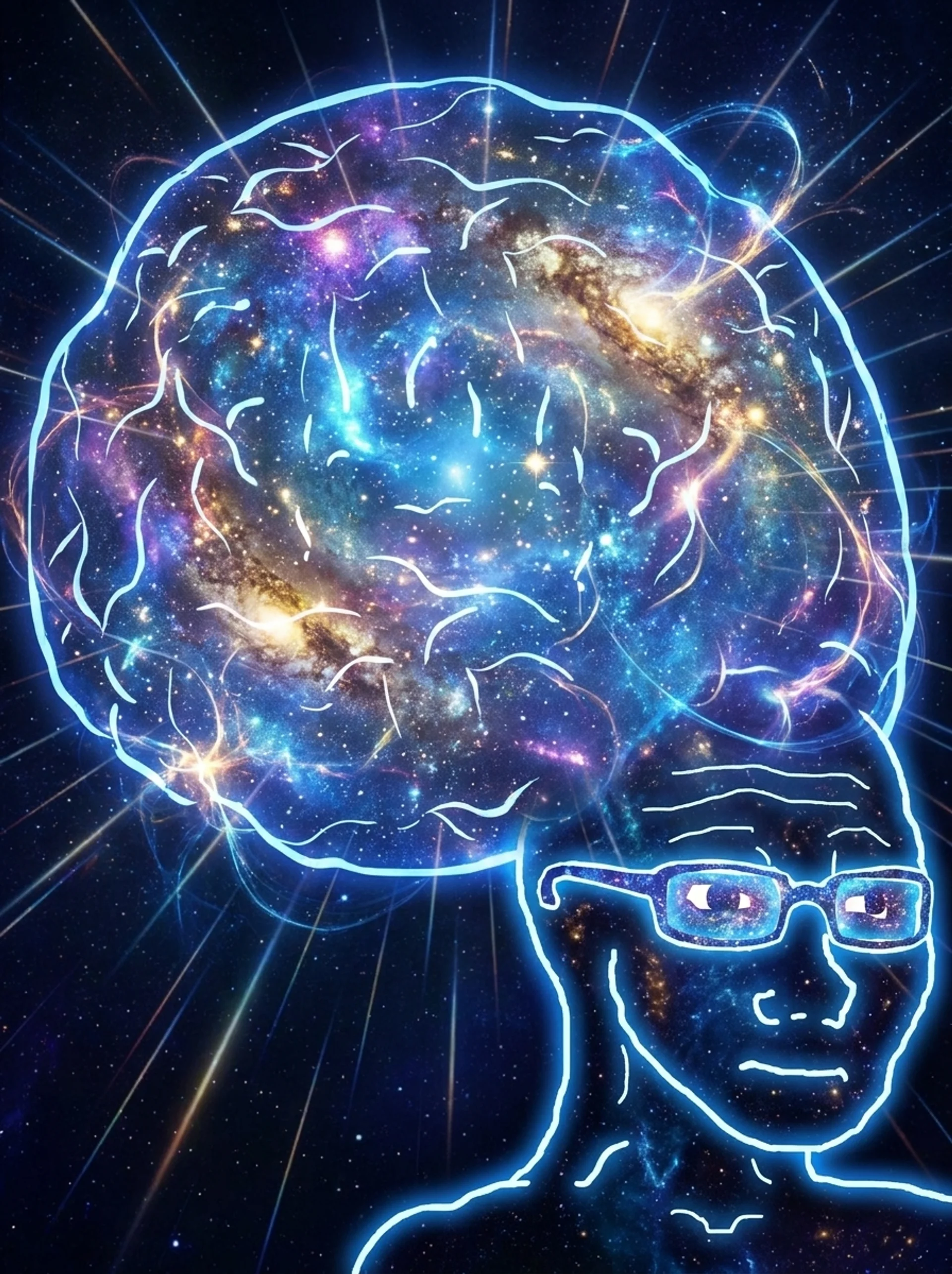 brain wojak with the universe inside his head
